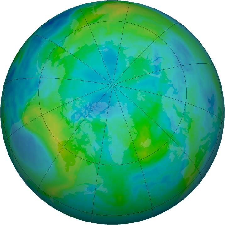 Arctic ozone map for 16 October 1991